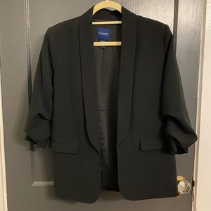 Doncaster Collection Black Ruched Sleeve Blazer